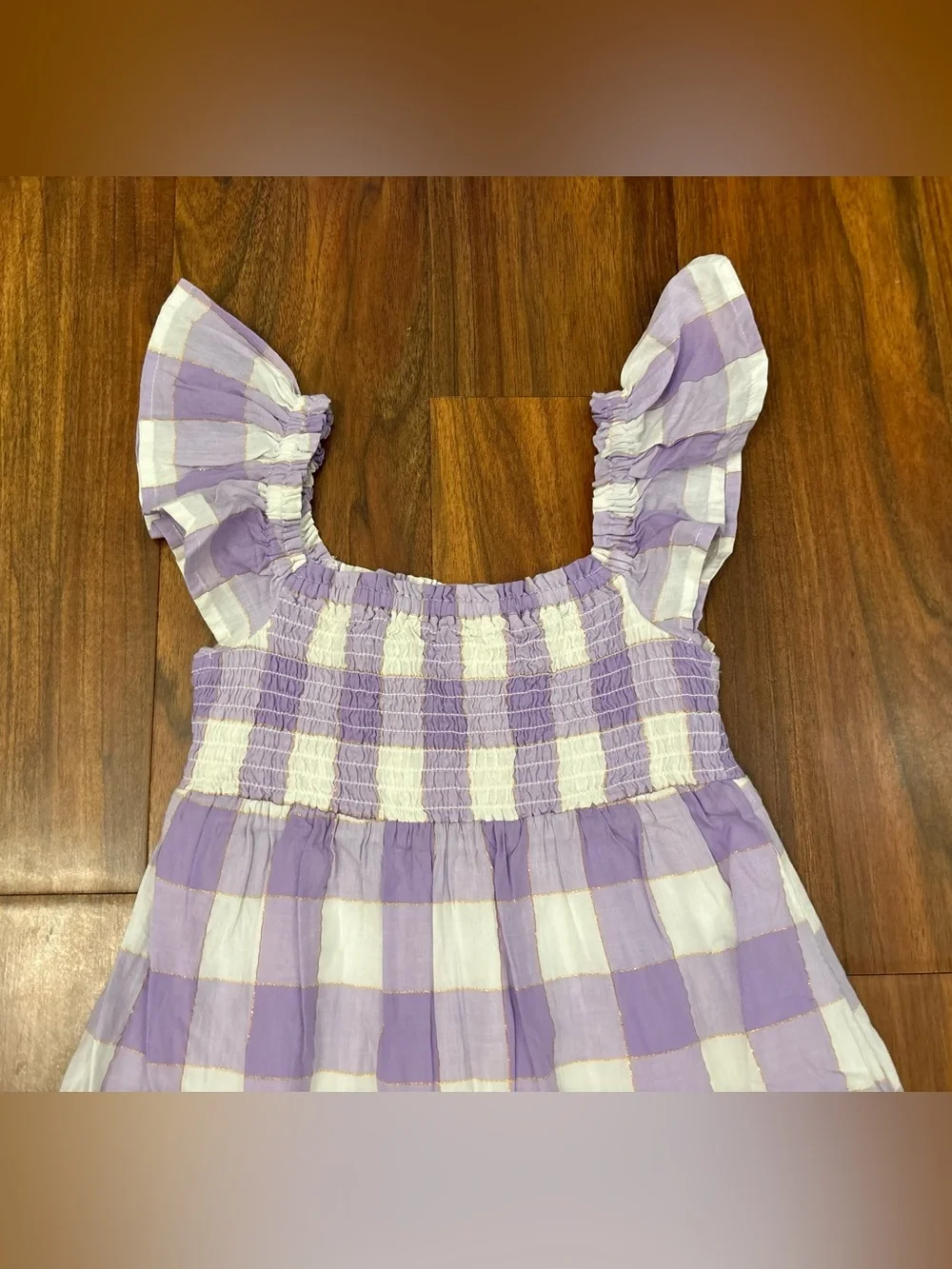 Gap purple/white plaid midi dress NWT